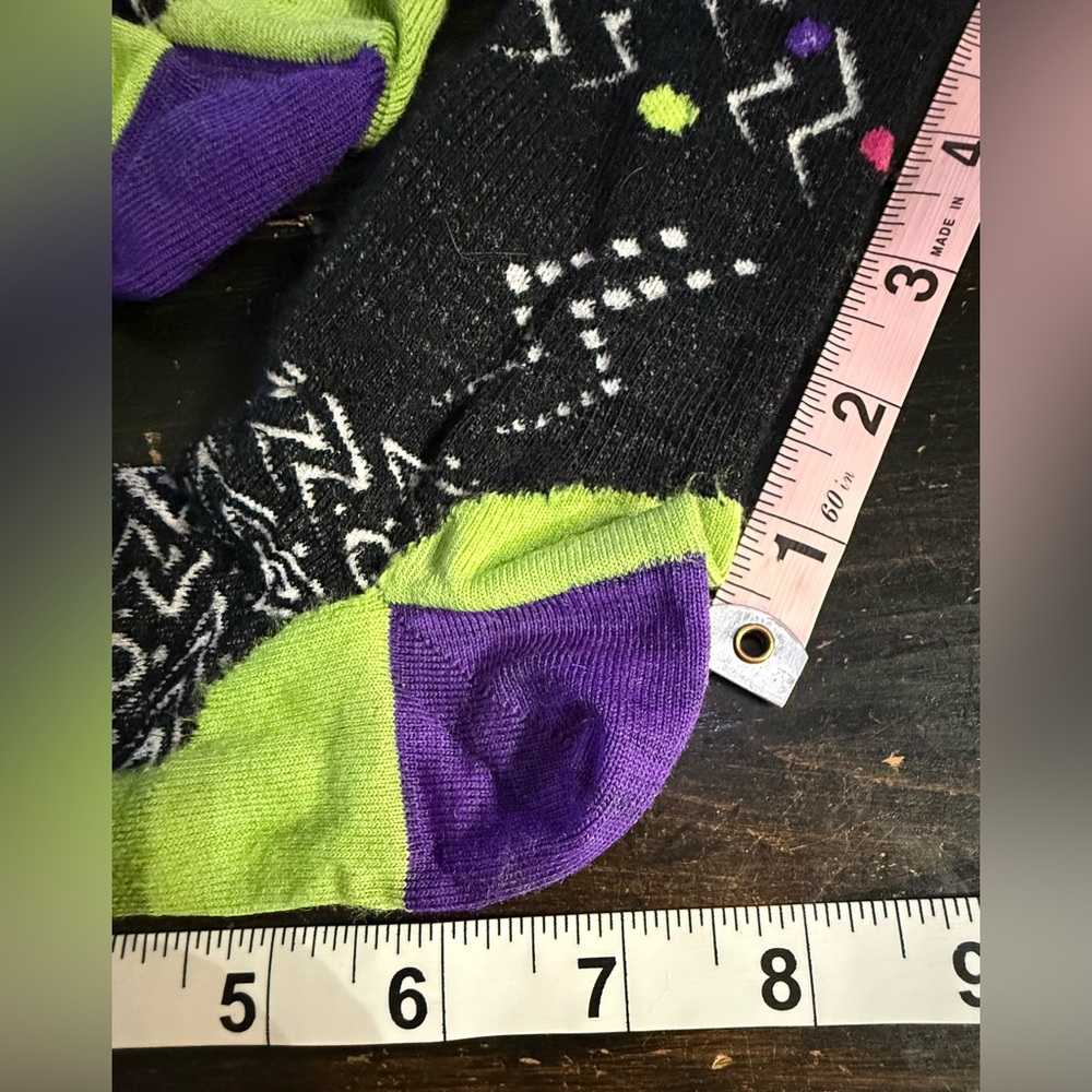 Patterned Black Wool Tall Socks - image 6